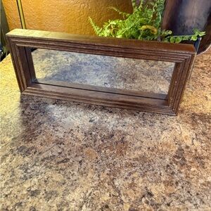 Vtg Home Interiors Mirror Rectangular Brown Wood Framed Accent Mirror 13.5x5.5